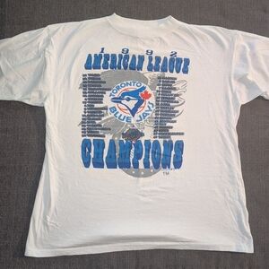 Vintage 1992 Toronto Blue Jays MLB American League Champions White Team T-Shirt